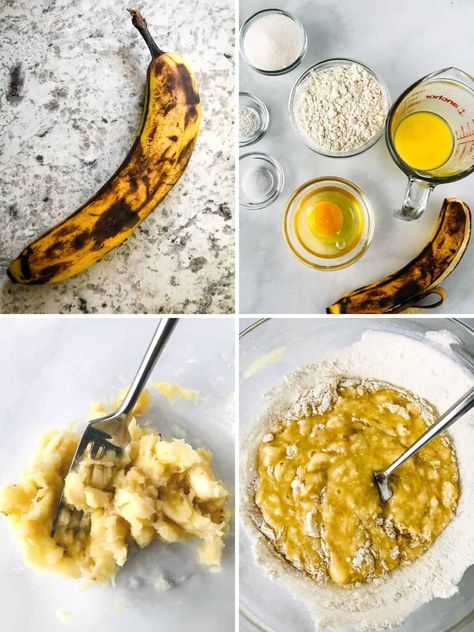 Small Batch Banana Muffins - Cook Fast, Eat Well Small Batch Banana Muffins, High Altitude Banana Bread, Banana Bread Without Sugar, One Ripe Banana, Low Sugar Banana Bread, Brown Sugar Banana Bread, Banana Bread Muffin Recipe, Healthy Banana Recipes, Banana Recipes Overripe