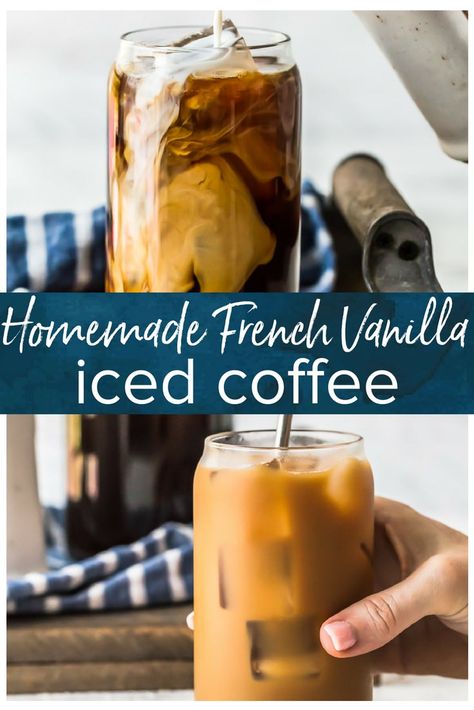 French Vanilla Iced Coffee with Homemade Vanilla Syrup is the ultimate delicious drink to kick start any day or week. We are all busy and on the go, and having the right amount of creamy caffeine made to order is the perfect solution for going all day every day. French Vanilla Iced Coffee Recipe, French Vanilla Iced Coffee, Homemade Vanilla Syrup, Vanilla Iced Coffee Recipe, Healthy Iced Coffee, French Vanilla Syrup, Homemade Iced Coffee, Vanilla Iced Coffee, French Vanilla Creamer