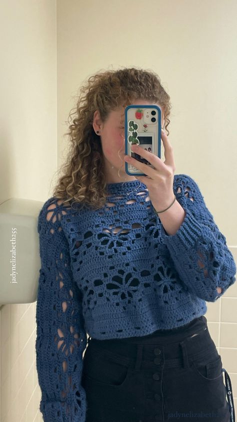 https://youtu.be/721Nw8UPxG8?si=cqgr614nGJd9GiAP Crochet Sweater Blue, Crochet Flower Sweater, Goth Painting, Grandma Activities, Leftover Yarn, Creation Myth, Flower Sweater, Blue Crochet, Weird Stuff