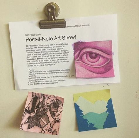 Post It Art, Classe D'art, High School Art Lessons, High School Art Projects, Middle School Art Projects, Art Lessons Middle School, Post Its, Notes Art, Kunst Inspiration