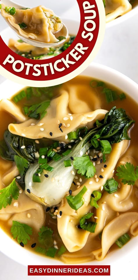 Potstickers Soup Recipe, Potstickers Soup, Pot Sticker Soup Recipe, Pot Sticker Soup, Potsticker Soup, April Recipes, Chef Ramsey, Asian Soup Recipes, Asian Soups