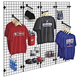 Gridwall, Gridwall Panels, Gridwall Display in Stock - ULINE Grid Wall Booth Display, Merch Wall Display, Merch Display Ideas, Gridwall Display Ideas, Grid Wall Display, Merch Wall, Wire Grid Wall, Merch Display, Flat Photography