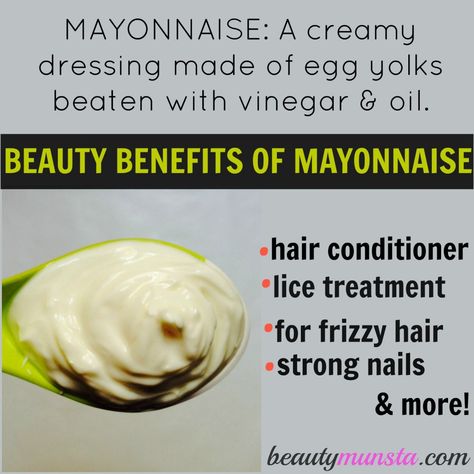 Have you ever used mayonnaise to get soft, silky and beautiful hair? We all know it works wonders for hair but here are some beauty benefits of mayonnaise you never knew before! Mayonnaise For Hair, Natural Beauty Hacks, Carrier Oils For Skin, Ideas Illustration, Castor Oil For Hair Growth, Castor Oil For Hair, Essential Oils For Skin, Hair Growth Treatment, Beauty Diy