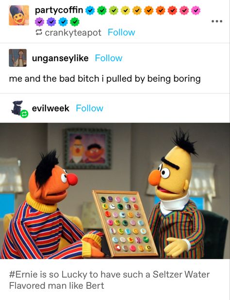 Muppets Tumblr, Bert And Ernie Fanart, Muppet Aesthetic, Muppets Fanart, Muppets Funny, Ernie Und Bert, Sesame Street Muppets, Bert & Ernie, Silly Puppets