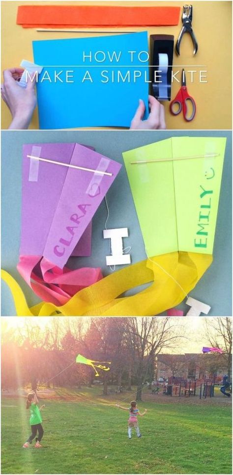 paper kite - spring kid crafts- kid crafts - acraftylife.com #preschool #craftsforkids #crafts #kidscraft Kite Crafts, Diy Kite, Kites Craft, Kites For Kids, Kite Making, Spring Kids, Spring Crafts For Kids, Crafts For Kids To Make, Camping Crafts