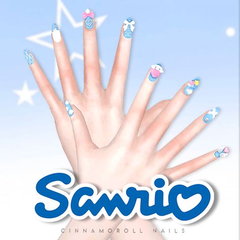 Sims 4 Sanrio Cc, Sims Nails, Cinnamoroll Nails, Sims 4 Nails, Sanrio Collection, Sims Packs, Sims 4 Anime, Free Sims 4, The Sims 4 Packs