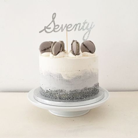 Grey and white ombré watercolour effect buttercream London Fog birthday cake with Earl Grey macarons by Blossom & Crumb Grey Macarons, Cake Design For Men, White Birthday Cakes, Birthday Cake For Husband, Watercolour Effect, Birthday Cakes For Men, Simple Birthday Cake, Crazy Cakes, Cakes For Men