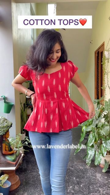 Short Kurthi Models Latest, Short Tops Stitching Ideas, Printed Cotton Tops For Jeans, Simple Cotton Tops For Jeans, Short Tops With Jeans, Small Kurti For Jeans, Latest Tops Designs For Jeans, Cotton Short Kurti Designs, Short Kurti Designs Latest For Jeans