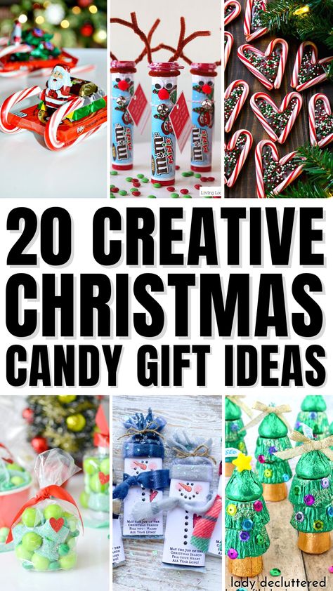 20 Creative Christmas Candy Gift Ideas Treat Bags For Kids Christmas Party, Candy Treat Bags Ideas Christmas, School Christmas Party Ideas Treats, Christmas Ideas For School Kids, Fun Ways To Give Candy As A Gift, Candy Craft Ideas Diy Projects, Holiday Class Party Snacks, Christmas Gifts Made From Candy, Christmas Candy Station Ideas