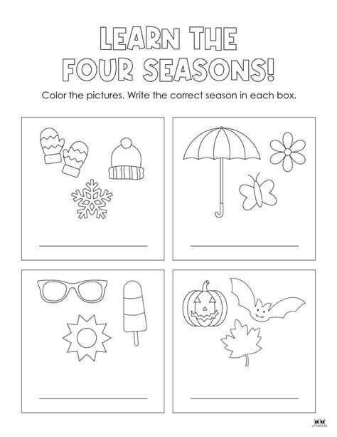 Choose from 51 unique four seasons worksheets and printables to both learn the seasons and display them in your classroom. 100% FREE! First Grade Seasons Activities, Kindergarten Seasons Worksheets, Season Worksheets For Kids, Seasons Worksheets For Kids, Seasons Worksheets For Kindergarten, Season Worksheet, Seasons Preschool, Seasons Worksheets, Self Esteem Activities