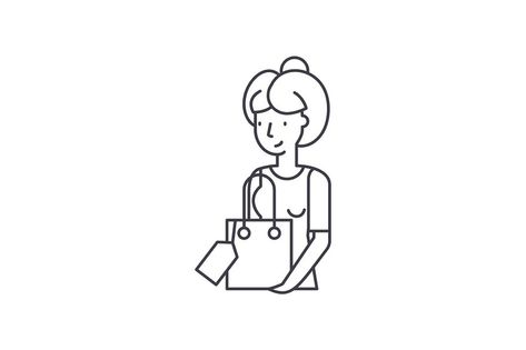 Housewife line icon concept. Housewife vector linear illustration, sign, symbol House Wife Illustration, Housewife Illustration, Linear Illustration, House Wife, Motion Graphic, Line Icon, Line Art Drawings, Motion Graphics, Line Art