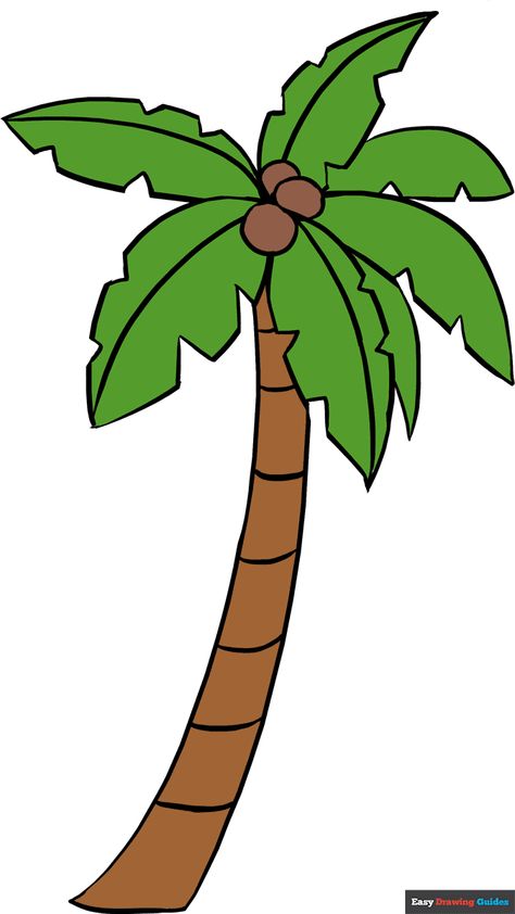 Draw A Palm Tree, Palm Tree Outline, Coconut Tree Drawing, Cartoon Palm Tree, Tree Painting Easy, Tree Drawing Simple, Palm Tree Drawing, Trees For Kids, Tree Outline