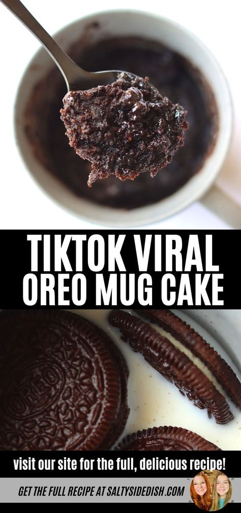 oreo cookies inside a mug for a mug cake Oreos And Milk Microwave, Viral Oreo Mug Cake, Oreo Cake In A Cup Microwave, Oreo And Milk Mug Cake, Mug Oreo Cake, Microwave Oreo Dessert, Oreo Brownie Mug Cake, Oreo Cookie Mug Cake Recipe, Oreo Cake Mug Recipe