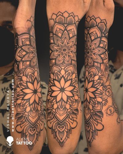 Womens Forarm Tattoos, Filler For Tattoo Sleeve, Top Thigh Tattoos Women, Color Mandala Tattoo, Mandala Tattoo Forearm, Colorful Mandala Tattoo, Forearm Mandala Tattoo, Mandala Arm Tattoos, Womens Tattoos