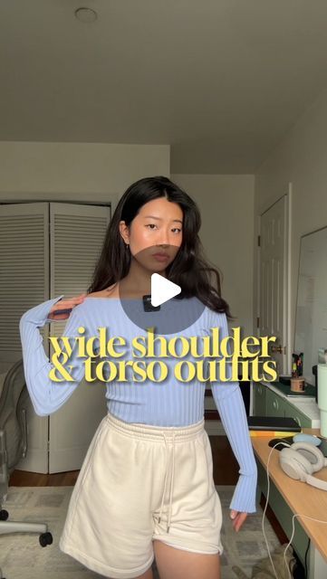 Em Chen on Instagram: "square bodies UNITE (beast titan and minecraft bodies im lookin at you, we are beautiful) #wideshoulders #outfitideas #bodytype #kibbebodytypes #longtorsogang 

tops worn:
strapless - thrifted
halter - @urbanoutfitters 
boat neck - @astrthelabel 
square beck - @abercrombie" Outfit For Big Shoulders, Outfit Ideas For Wide Shoulders, Tops For Wide Shoulders Body Types, How To Hide Broad Shoulders, Wide Arms Outfit, Outfits For Wide Shoulders For Women, Clothes For Wide Shoulders, Wide Shoulders Outfits, Square Body Outfits