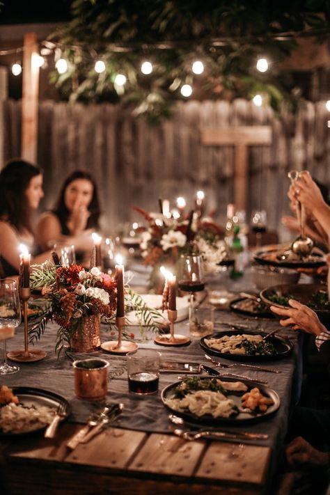 This Moody Fall Dinner Party Is a Total Vibe | The Inspired Home Eclectic Fall Tablescape, Moody Fall Bridal Shower Ideas, Moody Romantic Tablescape, Hygge Dinner Party, Moody Bridal Shower Ideas, Masculine Dinner Party, Moody Thanksgiving Tablescape, Masculine Tablescape, Moody Thanksgiving