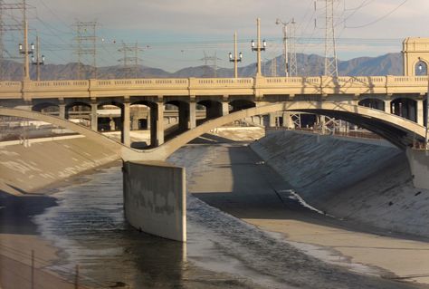 First Street bridge Los Angeles Los Angeles At Night, Los Angeles River, Concrete Path, Rock Garden Design, Building Concept, Location Inspiration, Los Angeles Area, Latest Trend, Rock Garden