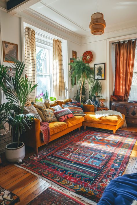 70s Inspired Living Room, Zen Rooms, Retro Style Living Room, 70s Living Room, Colourful Living Room, Inspire Me Home Decor, Boho Living, Apartment Inspiration, Boho Living Room