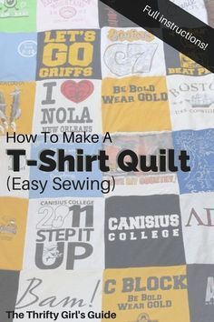 Tshirt Quilt Diy, T-shirt Quilts, Quilt Easy, Tee Shirt Quilt, Quilt Shirt, Diy Sy, Shirt Quilts, Tshirt Blanket, T Shirt Quilt