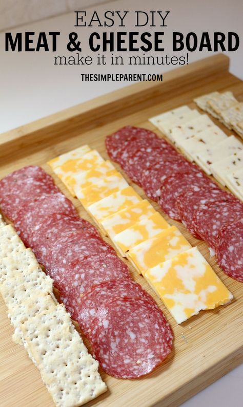 Make entertaining easy with this DIY meat and cheese board idea! (sponsored) Cheese And Cracker Platter, Meat Cheese Platters, Cheese Board Easy, Meat And Cheese Board, Cheese And Cracker Tray, Meat And Cheese Tray, Easter Food Appetizers, Platter Ideas, Diy Cheese