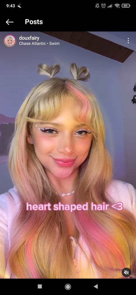 Heart Hairstyle Pigtails, Different Types Of Pigtails, Alt Hairstyles Pigtails, Heart Shaped Pigtails, Alt Pigtails, Kpop Concert Hairstyles, Heart Shaped Hairstyles, Heart Pigtails, Concert Hair Ideas