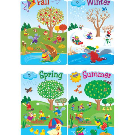 Four Seasons Bulletin Board for Preschool Seasons Chart Preschool Free Printable, Season Chart Preschool, Season Posters Preschool, Seasons Board Preschool, Seasons Theme Boards For Preschool, Seasons Chart Preschool, Seasons For Kindergarten, Seasons Of The Year Printables, Four Seasons Preschool