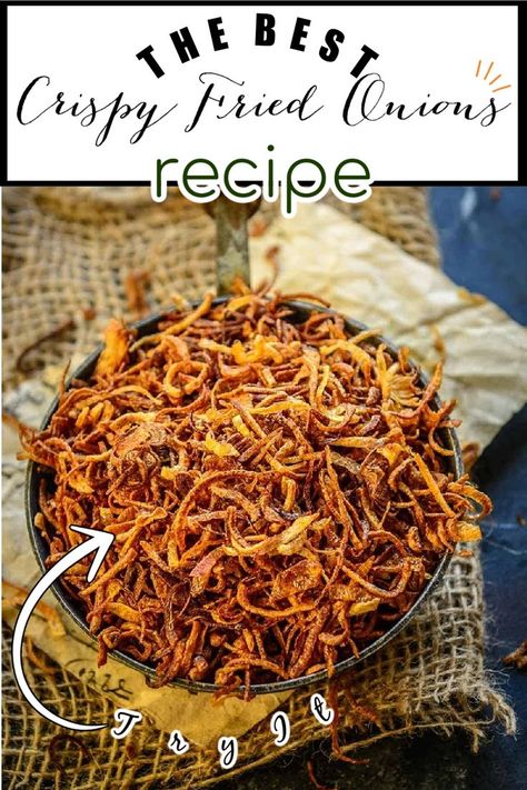 Fried Onions Recipe, Crispy Fried Onions, French Fried Onions, Chaat Recipe, Vegetarian Snacks Recipes, Crispy Onions, Vegetarian Snacks, Onion Recipes, Chutney Recipes