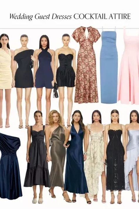 With wedding season here, I wanted to share my favorite wedding guest dresses for cocktail attire. Be the best dressed wedding guest with these chic and feminine dresses. Tap for more wedding guest dress inspo! Classy Elegant Wedding Guest Dress, Guest Dresses Cocktail, Cocktail Wedding Guest Dress, Best Dressed Wedding Guest, Cocktail Wedding Attire, Cocktail Dress Code, Cocktail Dress Wedding Guest, Feminine Dresses, Elegant Wedding Guest Dress