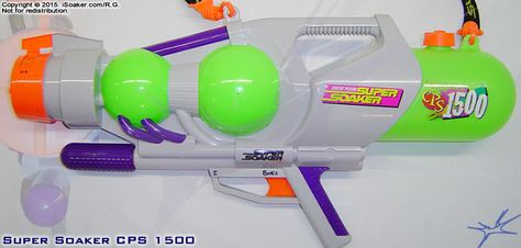 Super Soaker CPS 1500, Manufactured by: Larami Ltd., 1998 :: :: iSoaker.com Bottle Shoot, Super Soaker, 80’s Toys, Arctic Blast, Water Cannon, Water Blaster, Tactical Accessories, Point Break, Water Design