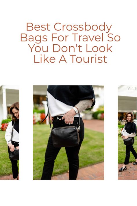 Jet off in style with these chic crossbody bags for travel! No more looking like a lost tourist! Discover how to perfectly style and adjust your crossbody bag for the ultimate comfort and fashion. From petite to tall, we've got tips for everyone. Follow Beth for more style tips and suggestions for petite fashion. Black Crossbody Bag Outfit Casual, Best Travel Crossbody Bag For Women, Crossbody Purse Outfit, Travel Crossbody Bag For Women, Petite Fashion Outfits, Purse Outfit, Chic Crossbody Bag, Best Crossbody Bags, Everyday Casual Outfits