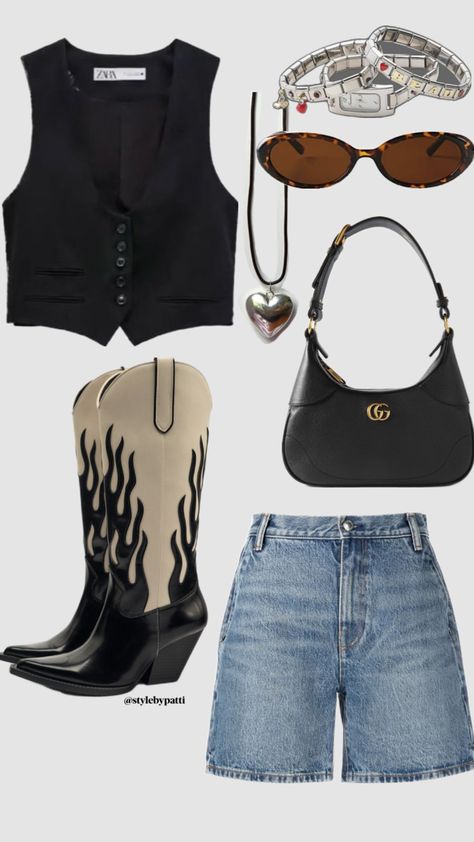 '@stylebypatti Stampede Outfit, Cowgirl Style Outfits, Concert Outfit Summer, Country Style Outfits, Looks Country, Game Day Outfit, Rodeo Outfits, Western Style Outfits, Nashville Outfits