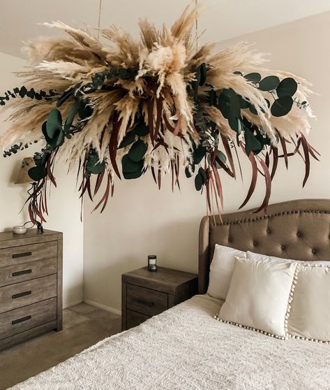 Boho Room Decor Pampas Grass Arrangement Hanging Pampas - Etsy Moody Boho Tablescape, Pampas Hanging Arrangement, Pampas Grass Decor Wall Hanging, Pampas Grass Hanging Decor, Eucalyptus And Pompous Wedding, Pampas Grass And Eucalyptus Wedding, Eucalyptus And Pampas Grass Wedding, Pampas Decor Home, Dried Eucalyptus Decor