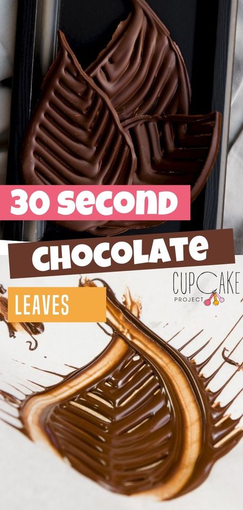 Chocolate Leaves in 30 Seconds Tempered Chocolate, Chocolate Leaves, How To Temper Chocolate, Chocolate Work, Chocolate Garnishes, Fall Cupcakes, Diy Chocolate, Bite Size Desserts, Chocolate Cake Decoration