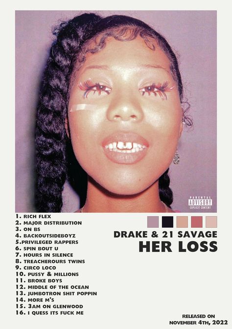 Drake 21 Savage, Drake Album Cover, Poster Musik, Drakes Album, Her Loss, Cadre Diy, Rap Album Covers, The Weeknd Poster, Music Poster Ideas