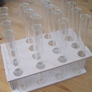 DIY test tube rack Small Table Saw, Test Tube Rack, Test Tube Holder, Test Tubes, Diy Science, Diy Holder, Test Tube, Escape Room, Small Tables