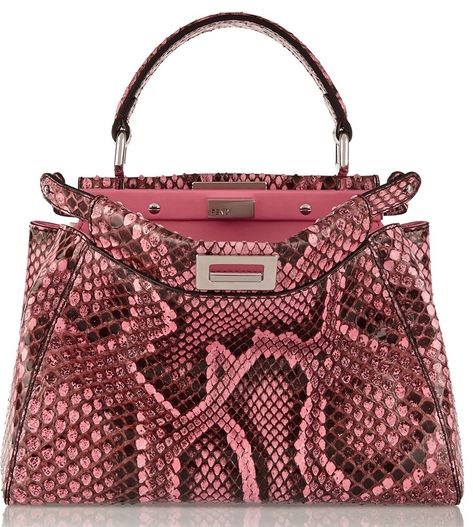 Fendi Peekaboo Mini, Fendi Tote, Red Leather Purse, Red Tote Bag, Red Leather Handbags, Bags Pink, Fendi Peekaboo, Genuine Leather Totes, Pink Tote Bags