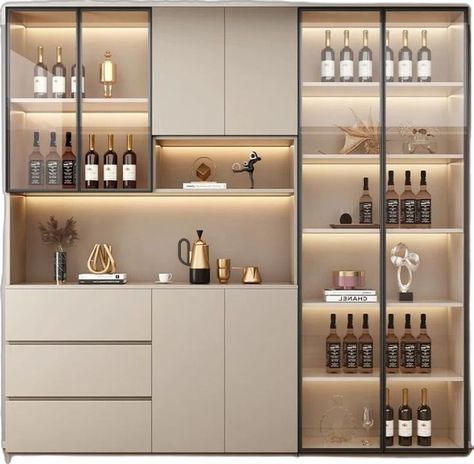 Crockery Cabinet Design, Crockery Cabinet, Crockery Unit Design, Crockery Unit, High Cabinet, Home Bar Designs, Living Room Restaurant, Corner Storage, Hanging Bar