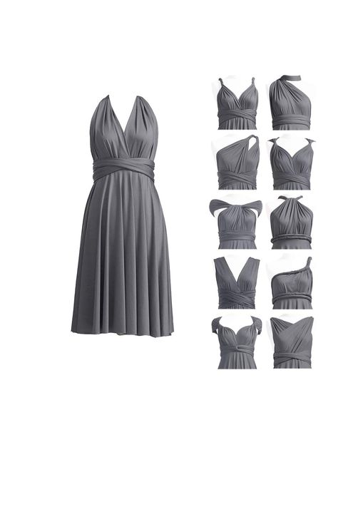 Short Infinity Dress, Bridesmaid Dresses Midi, Convertible Wedding Dresses, Infinity Dresses, Convertible Clothing, Cocktail Dress Maternity, Infinity Dress Bridesmaid, Gray Cocktail Dress, Multiway Dress