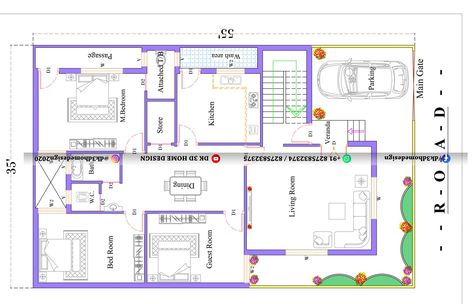 35x55 House Plans, 3bhk House Plan, 3 Bedroom Plan, 3 Bedroom House Plan, Morden House, Bedroom Plan, Family Room Walls, Free House Plans, Duplex House Design