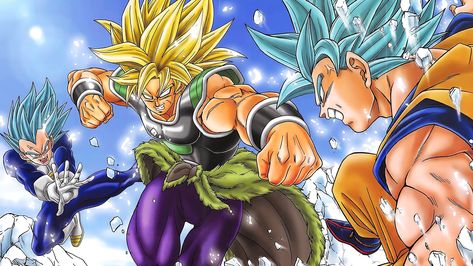 Super Saiyan Blue Vegeta and Super Saiyan Blue Goku vs Super Saiyan Broly Full Power Dbz Super, Broly Movie, Super Saiyan Vegeta, Dragon Super, Goku Y Vegeta, Super Movie, Dragonball Super, Super Saiyan Blue, Goku Vs