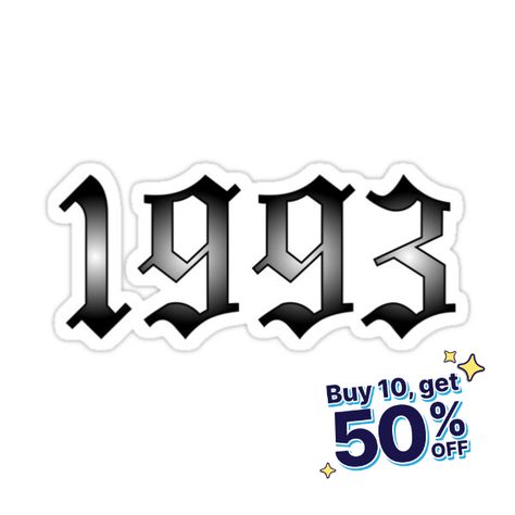 Decorate laptops, Hydro Flasks, cars and more with removable kiss-cut, vinyl decal stickers. Glossy, matte, and transparent options in various sizes. Super durable and water-resistant. 1993 year in gothic style Pop Art Font, Boho Fonts, Bridal Shower Tags, Western Font, Gothic Font, Disney Font, Old English Font, Gothic Fonts, Tattoo Font