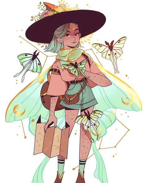 L is for Luna moth witch! I like to think she loves to travel and find new adventures!! Next on my list is mermaid watch! ✨ #alphabeticwitches #illustration #witch #witchsona Luna Moth Character, Lanajay Art, Moth Character, Moth Witch, Mermaid Witch, Witch Drawing, Under Your Spell, Travel Girl, Luna Moth