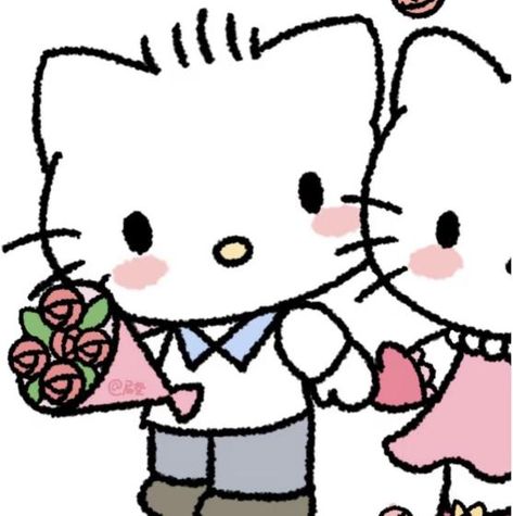 Tatuaje Hello Kitty, Hello Kitty Boy, Duo Pfp, Hello Kitty Pfp, Kitty Pfp, Karakter Sanrio, Duos Icons, Melody Hello Kitty, Hello Kitty Cartoon