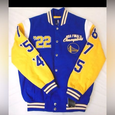 Golden State Warriors Nba 7 Time Champi Ons Jacket Mens Royal Blue Warriors Jacket, Team Blue, Nba Finals, Golden State Warriors, Golden State, Team Colors, Blue Gold, Team Logo, Yellow White