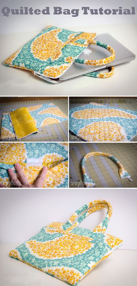 Quilted Laptop Bag Tutorial Easy Laptop Bag Pattern, Free Laptop Bag Sewing Pattern, Quilted Computer Bag, Ipad Bag Diy, Diy Laptop Sleeve Padded, Sewing Laptop Bag, Sewing Laptop Sleeve, Laptop Bag Sewing Pattern Free, Laptop Bag Diy Free Pattern