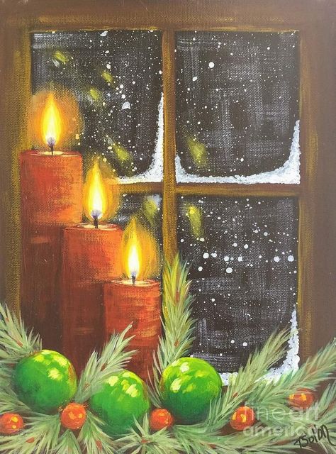 Christmas Scene Drawing, Make Christmas Special, Christmas Canvas Art, Christmas Paintings On Canvas, Love Winter, Christmas Card Art, Holiday Painting, I Love Winter, Winter Painting