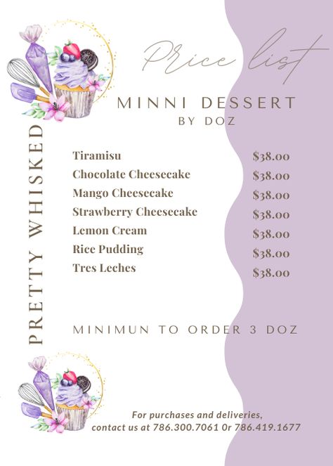 Baking Menu Template, Desert Menu Design, Cake Menu Design Ideas, Cake Background Design, Home Bakery Menu Ideas, Dessert Menu Ideas, Dessert Menu Design Ideas, Baking Captions, Cake Brochure