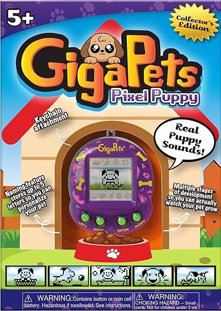 Amazon.com: Giga Pet Virtual Pet for Kids Ages 5 and Up, 90s Throwback, 2-in-1 Puppy Dog, 25th Anniversary Edition Upgraded Collector’s Edition, Kids Learn to Take Care of a Pet Pixel Puppy : Toys & Games Giga Pet, 90s Throwback, Reusable Packaging, 90s Toys, Virtual Pet, Pet Puppy, Play Doh, Happy Animals, Gaming Gifts