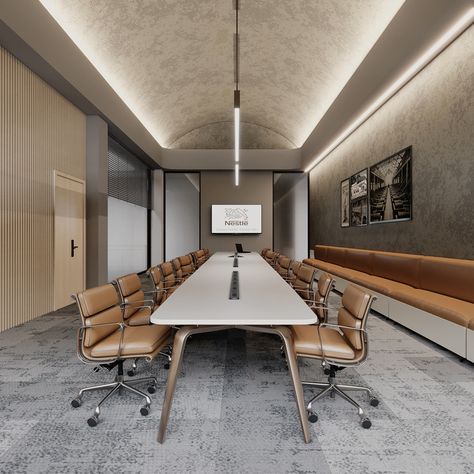 Nestlé Head Office. Lahore | Workplace Design on Behance Modern Bench Seat, Office Open Plan, Office Transformation, Conference Room Design, Meeting Room Design, Office Interior Design Modern, Office Meeting Room, Look Office, Australian Interior Design