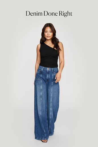 With our highest rise and widest leg in the PAIGE collection, Portia is a show-stopping fit. This new ultra-wide leg silhouette is crafted from our customer-favorite PAIGE VINTAGE denim in a medium wash with inset pockets and front seams. We've combined the comfort of stretch with everything you love about authentic vintage denim to create super soft jeans that feel perfectly lived-in from the very first wear. Soft Jeans, Ultra Wide, Paige Jeans, Bronx, Vintage Denim, Wide Leg Jeans, Leg Jeans, Wide Leg, Clothes For Women